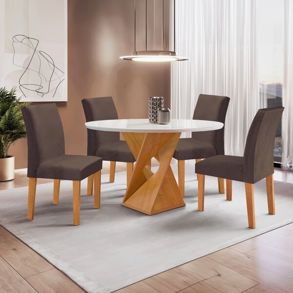 Conjunto Mesa Barcelona 100cmx100cm 4 Cadeiras Espanha Tampo