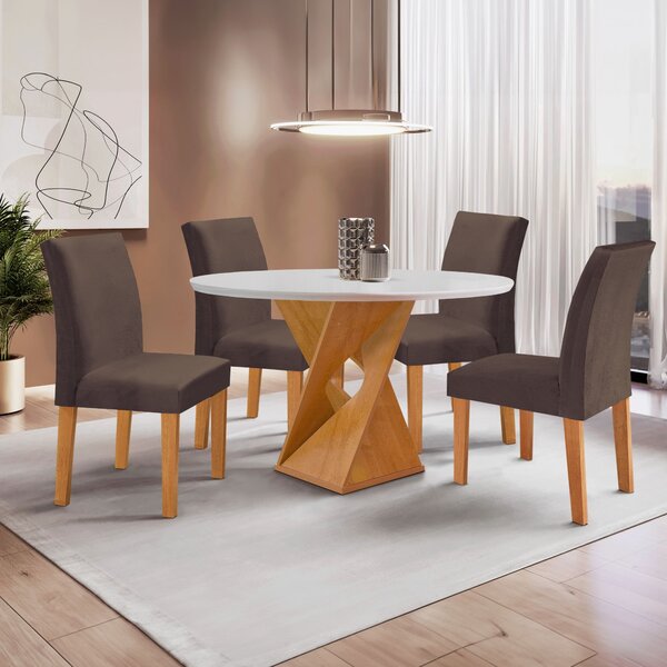 Conjunto Mesa Barcelona 100cmx100cm 4 Cadeiras Espanha Tampo