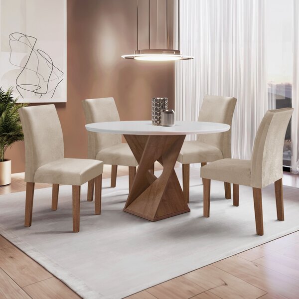 Conjunto Mesa Barcelona 100cmx100cm 4 Cadeiras Espanha Tampo