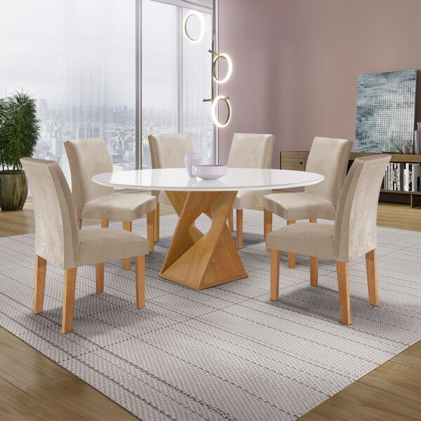 Conjunto Mesa Barcelona 120cmx120cm 6 Cadeiras Espanha Tampo