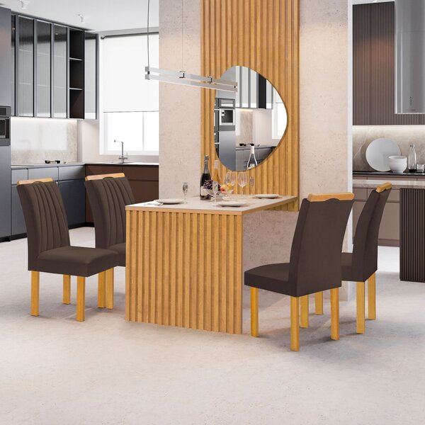 Conjunto Mesa Bella Ripada 120cm Com Painel Espelhado Tampo B