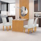 Conjunto Mesa Bella Ripada 120cm Com Painel Espelhado Tampo B