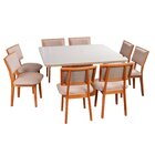 Conjunto Mesa Bérgamo Com 8 Cadeiras Em Madeira Maciça E Esto