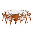 Conjunto Mesa Bérgamo Com 8 Cadeiras Madeira Maciça, Estofada