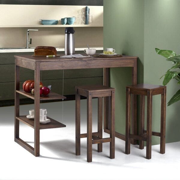 Conjunto Mesa Bistrô Com 2 Banquetas Jerivá Cabecasa Madeirao