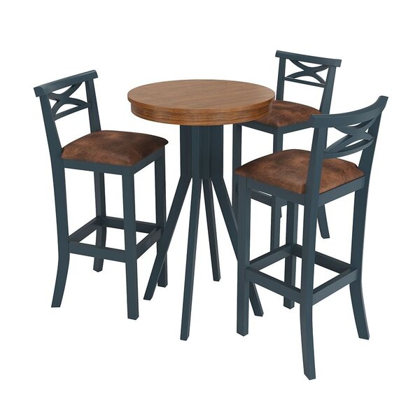 Conjunto Mesa Bistrô Com 3 Banquetas Valência Azul Petróleo