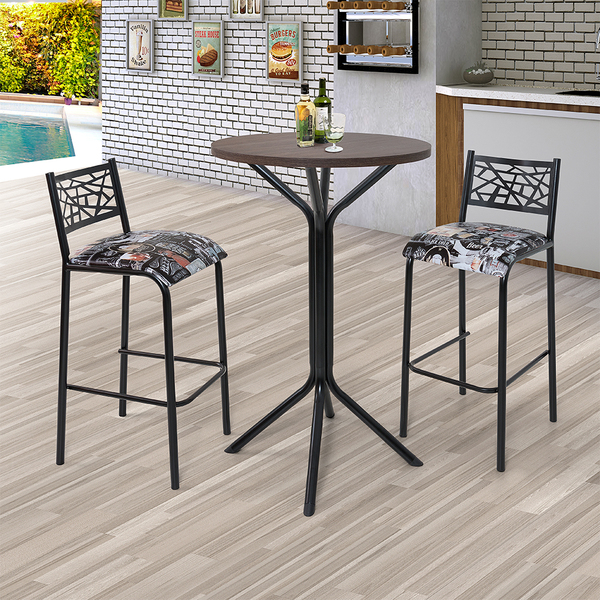 Conjunto Mesa Bistrô Com Tampo Amêndoa E 02 Banquetas Dani Pr