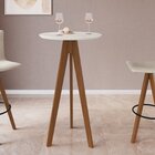 Conjunto Mesa Bistrô Com Tampo Redondo Em Bp Marmore, Pés Mad