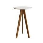 Conjunto Mesa Bistrô Com Tampo Redondo Em Bp Marmore, Pés Mad