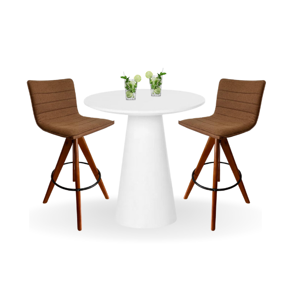 Conjunto Mesa Bistrô Cone 60 Cm Laca Branca Base Altura 100 C