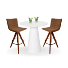 Conjunto Mesa Bistrô Cone 70 Cm Laca Branca Base Altura 100 C