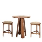 Conjunto Mesa Bistrô Dália Ø80 Tampo Madeira E 04 Banquetas A