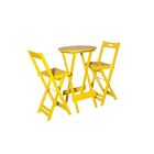 Conjunto Mesa Bistrô Dobrável Redonda Com 2 Banquetas Em Made