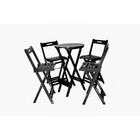 Conjunto Mesa Bistrô Dobrável Redonda Com 4 Banquetas Em Made