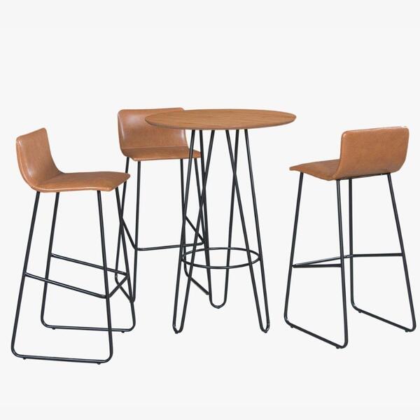 Conjunto Mesa Bistrô Dubai Tampo Madeira Com 3 Banquetas Em C