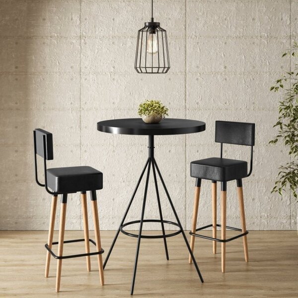 Conjunto Mesa Bistrô E 2 Banquetas Barcelona Salaone Preto/ma