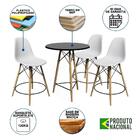 Conjunto Mesa Bistrô Eames Eiffel Preta Com 3 Banquetas Branc