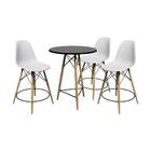 Conjunto Mesa Bistrô Eames Eiffel Preta Com 3 Banquetas Branc