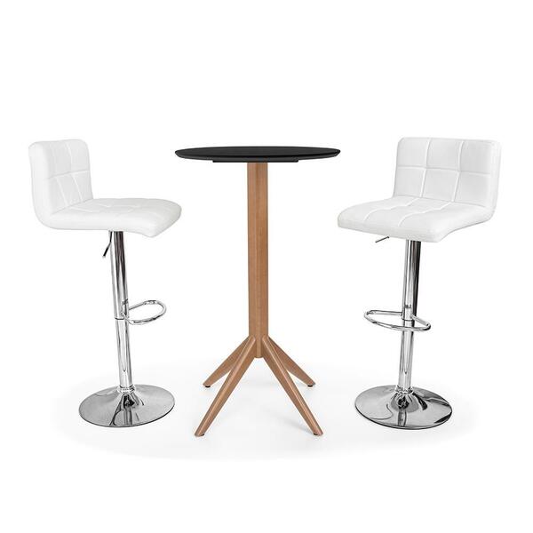 Conjunto Mesa Bistrô Geovana 60cm Preta Com 2 Banquetas Gomos