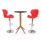 Conjunto Mesa Bistrô Geovana 60cm Preta Com 2 Banquetas Slim