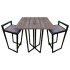 Conjunto Mesa Bistro Industrial 70x70cm Base X Preto E Tampo
