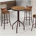 Conjunto Mesa Bistrô Tampo Madeira Com 3 Banquetas Bm Tubular