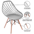 Conjunto Mesa Branca Eames 110cm E 5 Cadeiras Kaila Cinza