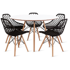 Conjunto Mesa Branca Eames 110cm E 5 Cadeiras Kaila Preta