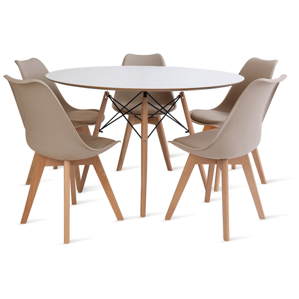 Conjunto Mesa Branca Eames 110cm E 5 Cadeiras Leda Fendi