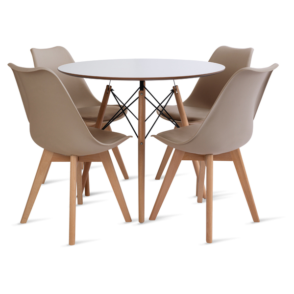 Conjunto Mesa Branca Eames 90cm E 4 Cadeiras Leda Fendi
