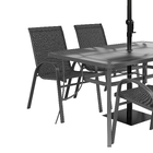 Conjunto para Jardim Mesa, Cadeira, Banco e Ombrelone 4 Lugares Aço Cinza Alma Naterial