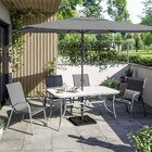 Conjunto para Jardim Mesa, Cadeira e Ombrelone 4 Lugares Aço Cinza Alma Naterial