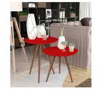Conjunto Mesa Canto Lateral Redonda Vidro Laqueado  Par