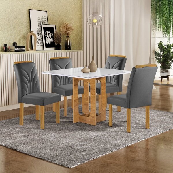 Conjunto Mesa Carolina 90cmx90cm Com 4 Cadeiras Carolina Tamp