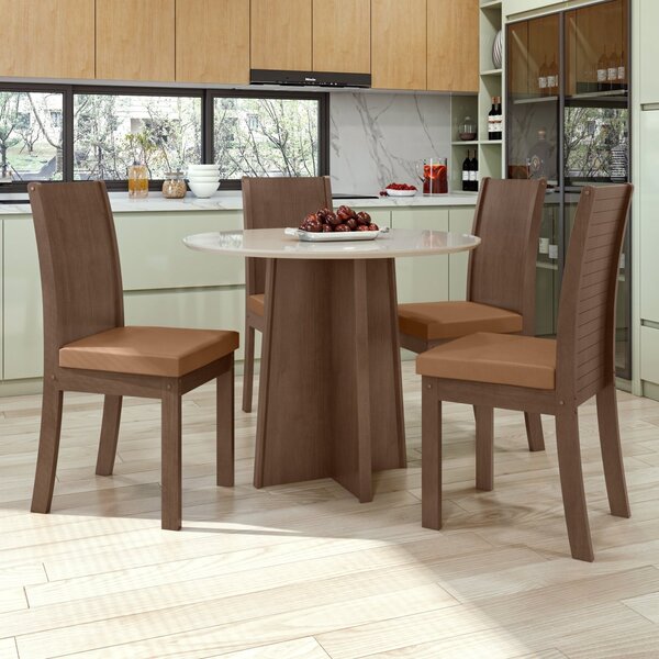 Conjunto Mesa Celebrare 100x100cm Tampo Mdf 4 Cadeiras Athena