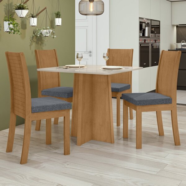 Conjunto Mesa Celebrare 90cm Tampo Mdf 4 Cadeiras Athenas Móv