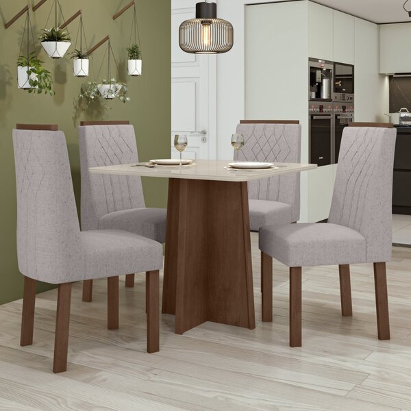 Conjunto Mesa Celebrare 90cm Tampo Mdf 4 Cadeiras Exclusive M