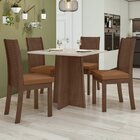 Conjunto Mesa Celebrare 90cm Tampo Mdf/vidro 4 Cadeiras Athen