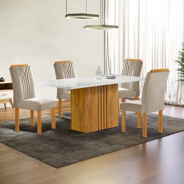 Conjunto Mesa Celeste 120cmx90cm Com 4 Cadeiras Celeste Tampo