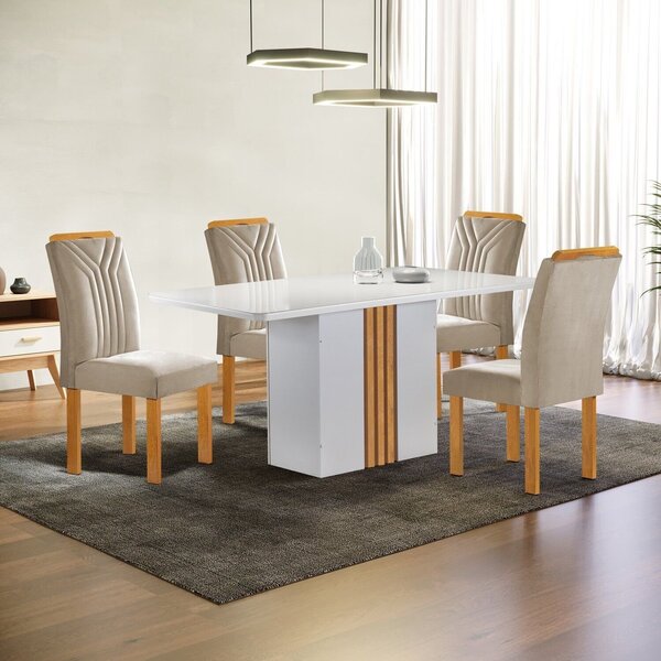 Conjunto Mesa Celeste 120cmx90cm Com 4 Cadeiras Celeste Tampo