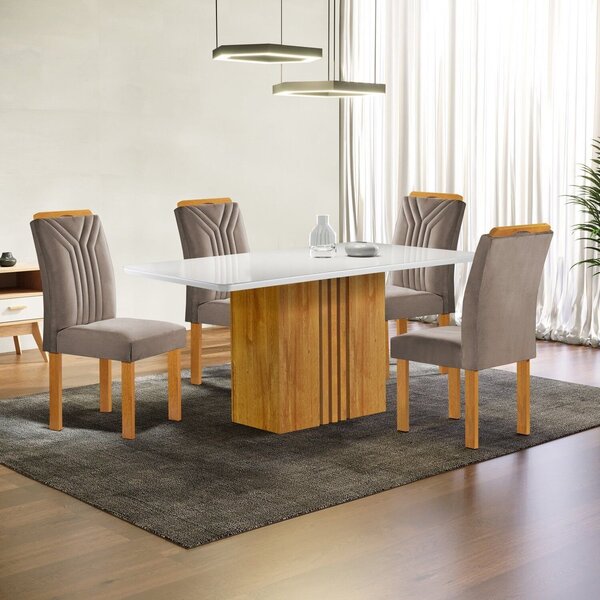 Conjunto Mesa Celeste 120cmx90cm Com 4 Cadeiras Celeste Tampo