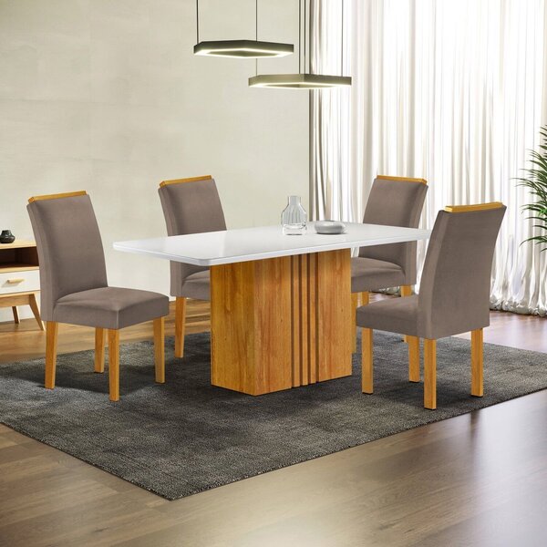 Conjunto Mesa Celeste 120cmx90cm Com 4 Cadeiras Luisa Tampo S