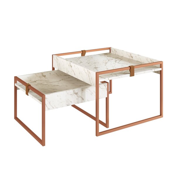 Conjunto Mesa Centro Columbia 63cm X 57cm X 40cm Volakas