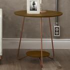 Conjunto Mesa Centro E Apoio Liz Com Pés De Ferro Malbec - Rp