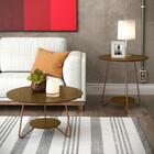 Conjunto Mesa Centro E Apoio Liz Com Pés De Ferro Malbec - Rp