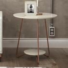 Conjunto Mesa Centro E Apoio Liz Com Pés De Ferro Off White -