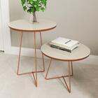 Conjunto Mesa Centro E Lateral Luisa Com Pés De Cobre - Off W