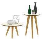 Conjunto Mesa Centro E Lateral Retrô Cissa - Off White Com Fr