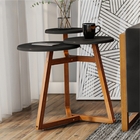 Conjunto Mesa Centro E Lateral Tripla Lívia Preto Amêndoa