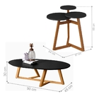 Conjunto Mesa Centro E Lateral Tripla Lívia Preto Amêndoa